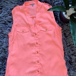 Neon Peach Button Down